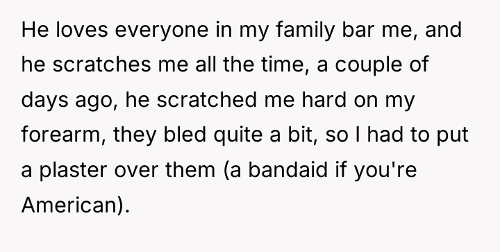 He loves everyone in my family bar me, and he...