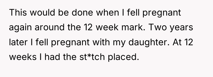 This would be done when I fell pregnant again around...