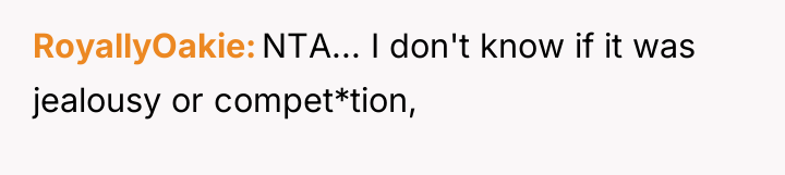 RoyallyOakie NTA... I don't know if it was jealousy or...