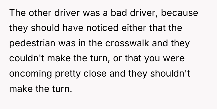 The other driver was a bad driver, because they should...