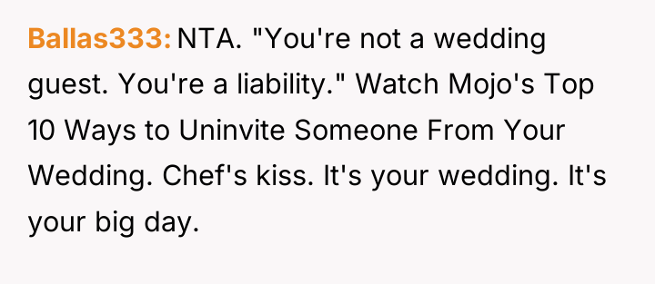 Ballas333 NTA. "You're not a wedding guest. You're a liability."...