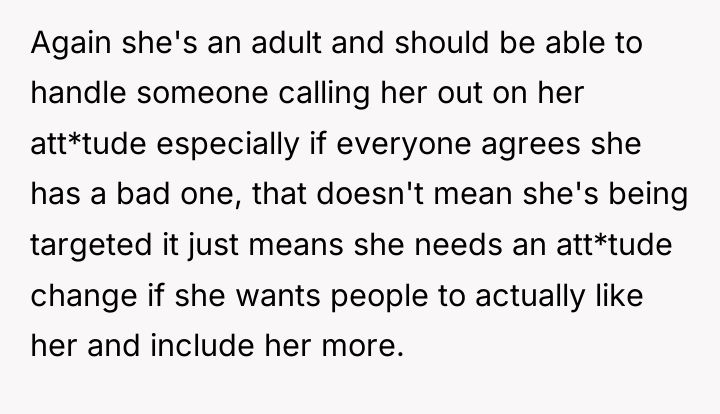 Again she's an adult and should be able to handle...