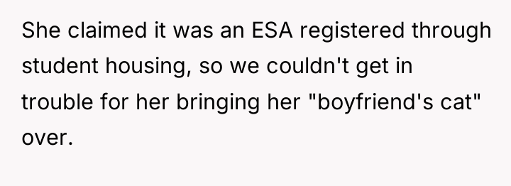 She claimed it was an ESA registered through student housing,...