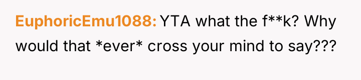 EuphoricEmu1088 YTA what the f**k? Why would that *ever* cross...