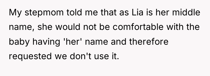 My stepmom told me that as Lia is her middle...