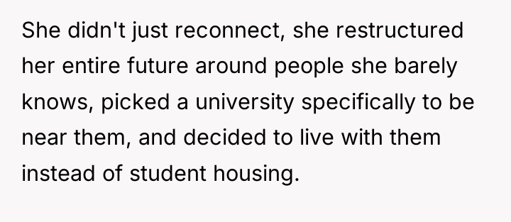 She didn't just reconnect, she restructured her entire future around...
