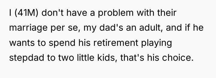 I (41M) don't have a problem with their marriage per...