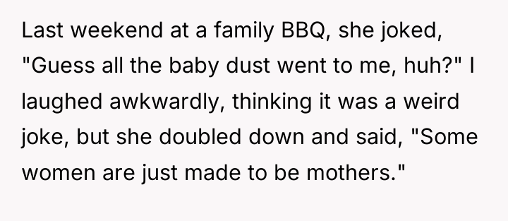 Last weekend at a family BBQ, she joked, "Guess all...