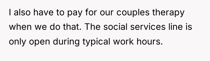 I also have to pay for our couples therapy when...