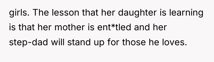 girls. The lesson that her daughter is learning is that...
