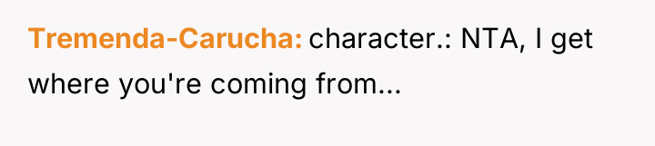 Tremenda-Carucha character.: NTA, I get where you're coming from...