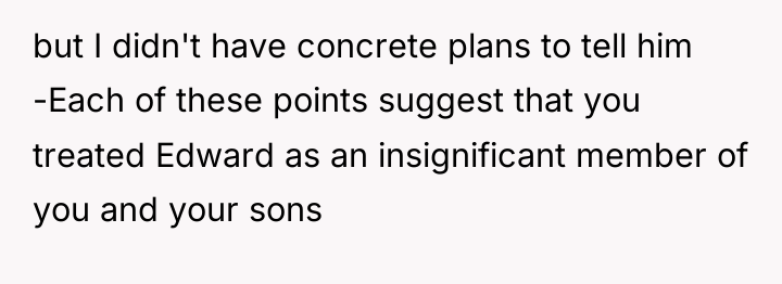 but I didn't have concrete plans to tell him -Each...