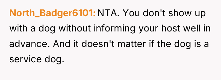 North_Badger6101 NTA. You don't show up with a dog without...