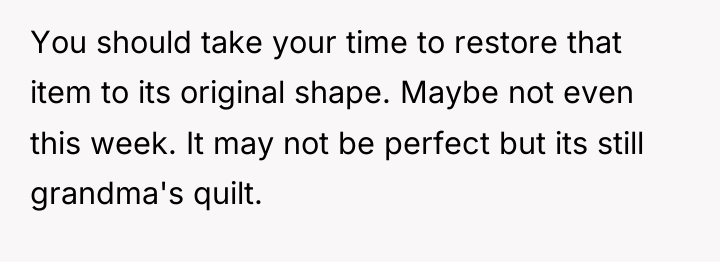 You should take your time to restore that item to...