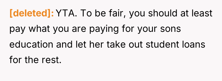 [deleted] YTA. To be fair, you should at least pay...