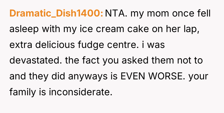 Dramatic_Dish1400 NTA. my mom once fell asleep with my ice...