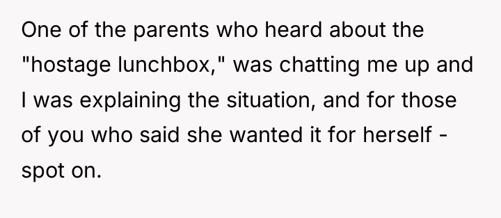 One of the parents who heard about the "hostage lunchbox,"...