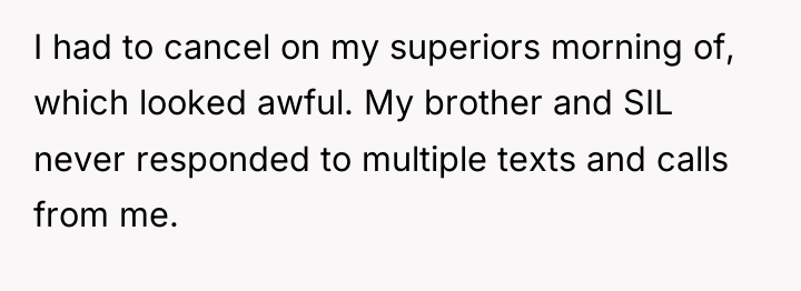 I had to cancel on my superiors morning of, which...