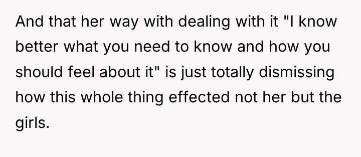 And that her way with dealing with it "I know...