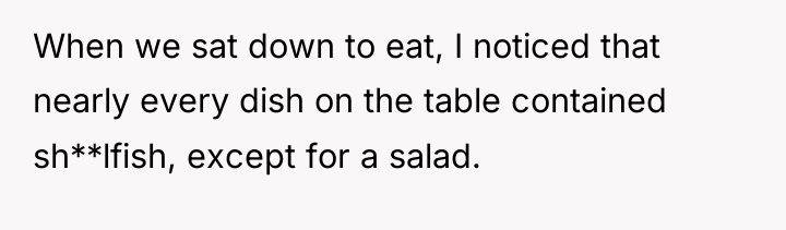 When we sat down to eat, I noticed that nearly...