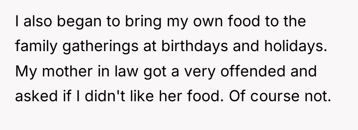 I also began to bring my own food to the...