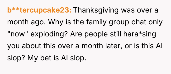 b**tercupcake23 Thanksgiving was over a month ago. Why is the...