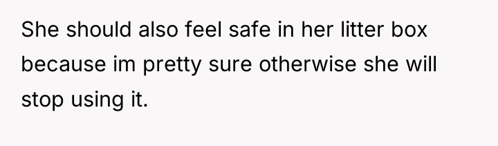She should also feel safe in her litter box because...
