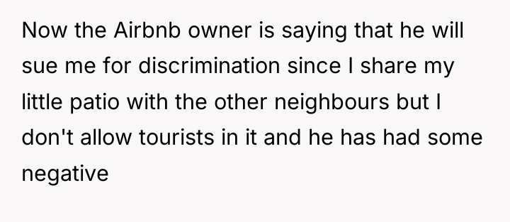 Now the Airbnb owner is saying that he will sue...