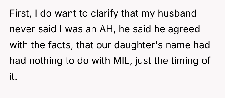 First, I do want to clarify that my husband never...