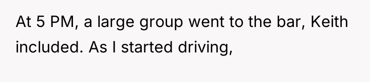 At 5 PM, a large group went to the bar,...