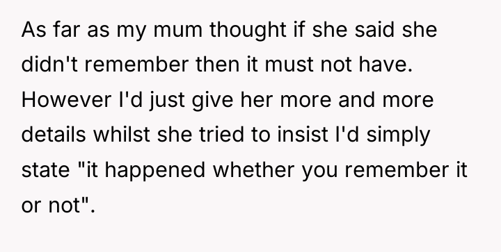 As far as my mum thought if she said she...