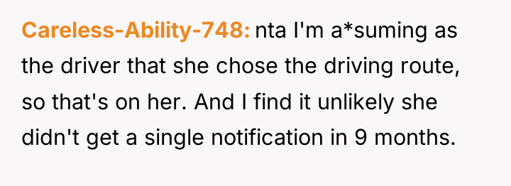 Careless-Ability-748 nta I'm a*suming as the driver that she chose...