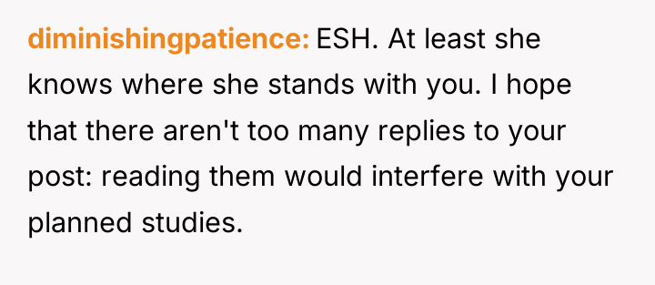 diminishingpatience ESH. At least she knows where she stands with...