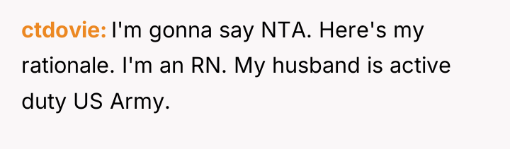 ctdovie I'm gonna say NTA. Here's my rationale. I'm an...