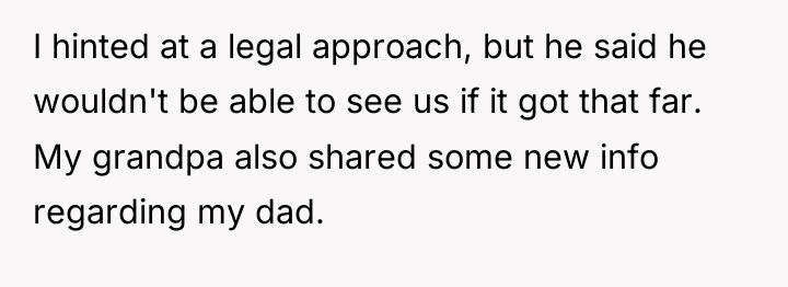 I hinted at a legal approach, but he said he...