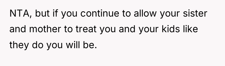 NTA, but if you continue to allow your sister and...