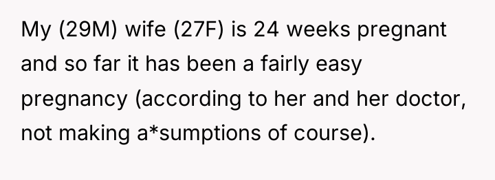 My (29M) wife (27F) is 24 weeks pregnant and so...