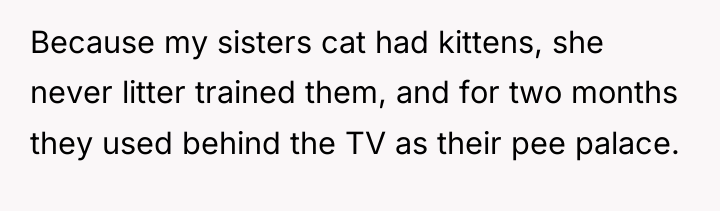 Because my sisters cat had kittens, she never litter trained...