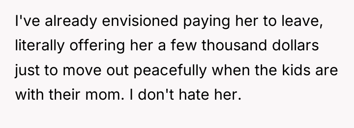 I've already envisioned paying her to leave, literally offering her...