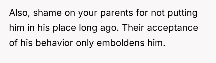 Also, shame on your parents for not putting him in...