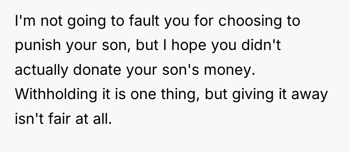 I'm not going to fault you for choosing to punish...