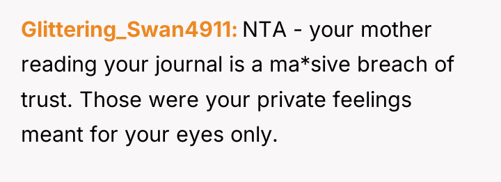 Glittering_Swan4911 NTA - your mother reading your journal is a...