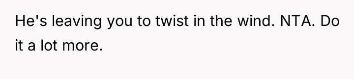 He's leaving you to twist in the wind. NTA. Do...