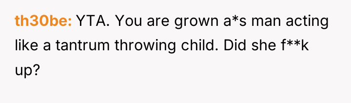th30be YTA. You are grown a*s man acting like a...
