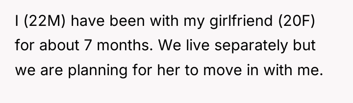 I (22M) have been with my girlfriend (20F) for about...