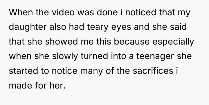 When the video was done i noticed that my daughter...