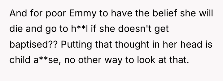 And for poor Emmy to have the belief she will...