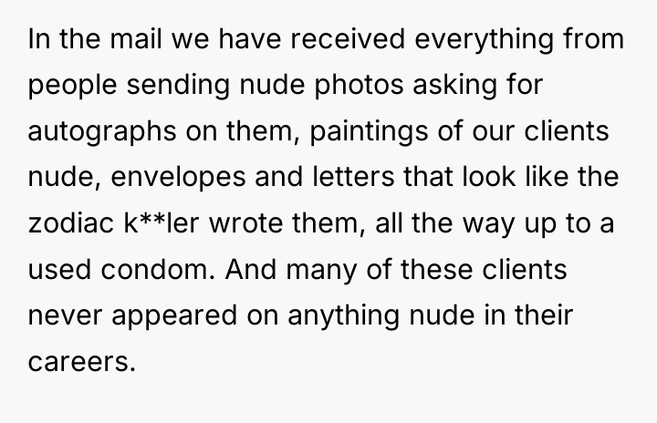 In the mail we have received everything from people sending...