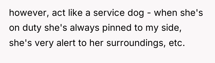 however, act like a service dog - when she's on...