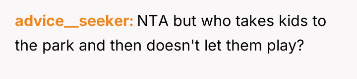 advice__seeker NTA but who takes kids to the park and...